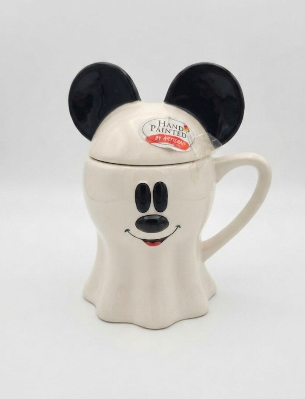 Disney Mickey Mouse Ghost Coffee Mug w/ Ears Lid Halloween New